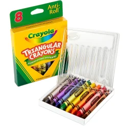 Crayola Triangular Crayons, Large Size, Assorted Colors, 8 Crayons Per Box, Set Of 12 Boxes