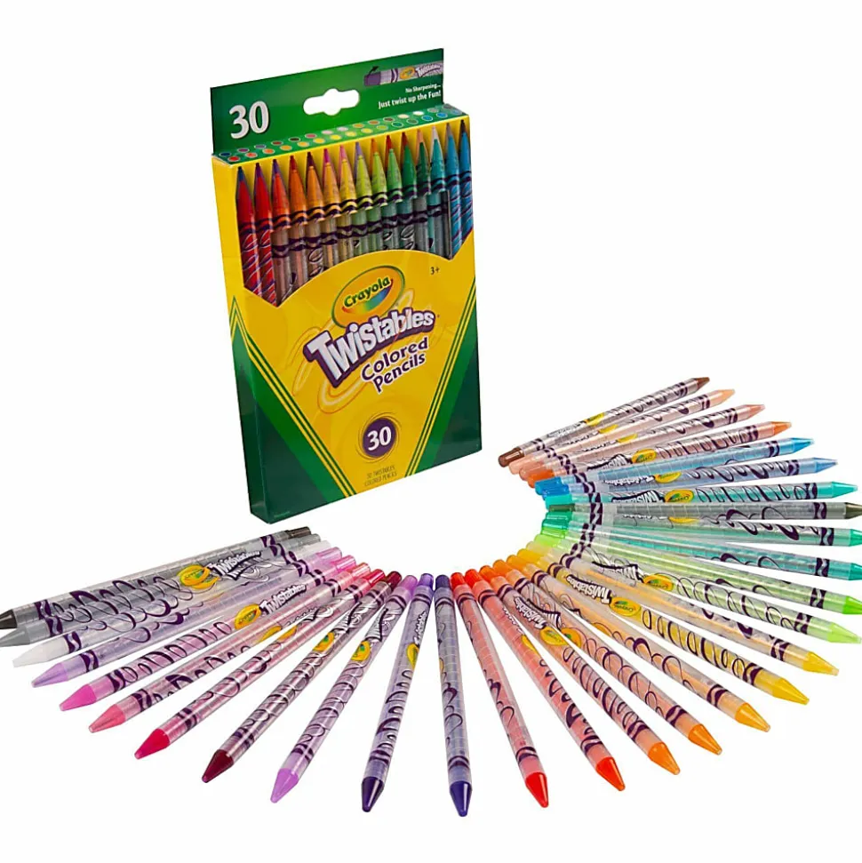 Crayola® Twistables® Color Pencils, Assorted Colors, Cylindrical Pouch, Set Of 30
