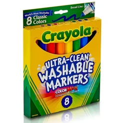 Crayola Ultra-Clean Markers, Pack Of 6 Boxes, Conical Tip, Classic Colors, 8 Markers Per Box