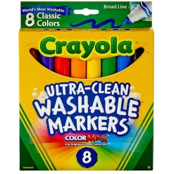 Crayola Ultra-Clean Markers, Pack Of 6 Boxes, Conical Tip, Classic Colors, 8 Markers Per Box