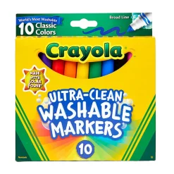 Crayola Ultra-Clean Markers, Pack Of 6 Boxes, Broad Line, Classic Colors, 10 Markers Per Box