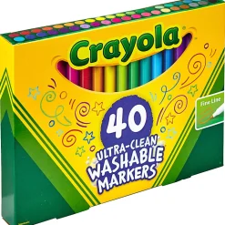 Crayola® Ultra-Clean Washable Markers, Fine Point, Assorted Colors, Set Of 40 Markers