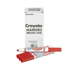 Crayola® Washable Broad Line Markers, Red, Pack Of 12 Markers