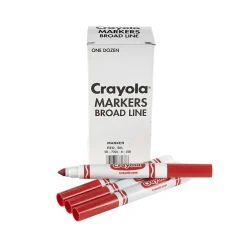 Crayola® Washable Broad Line Markers, Red, Pack Of 12 Markers