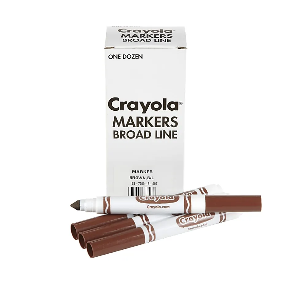 Crayola® Washable Broad Line Markers, Brown, Pack Of 12 Markers