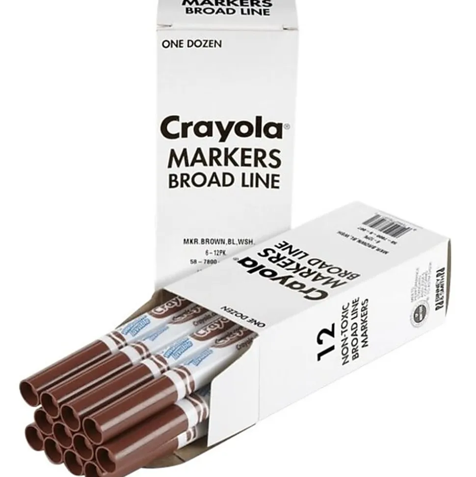 Crayola® Washable Broad Line Markers, Brown, Pack Of 12 Markers