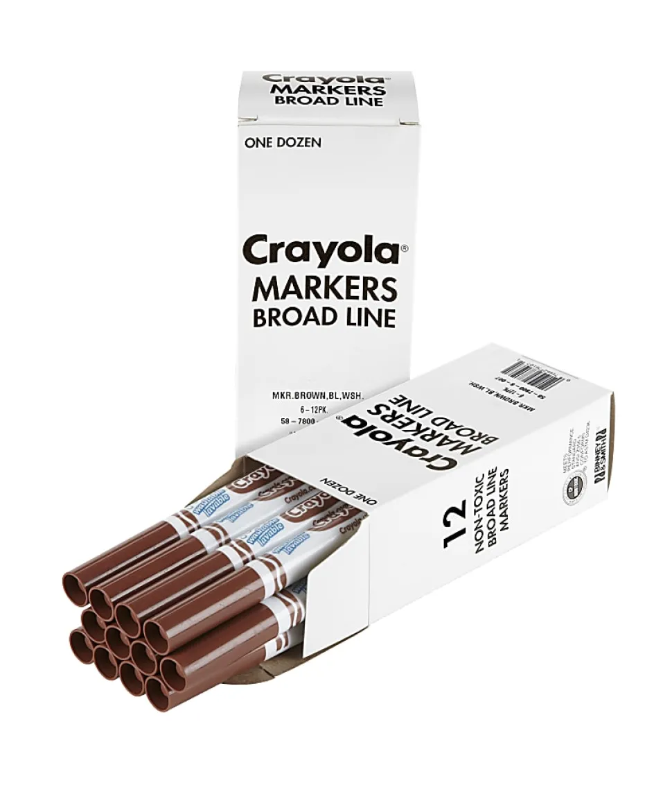 Crayola® Washable Broad Line Markers, Brown, Pack Of 12 Markers