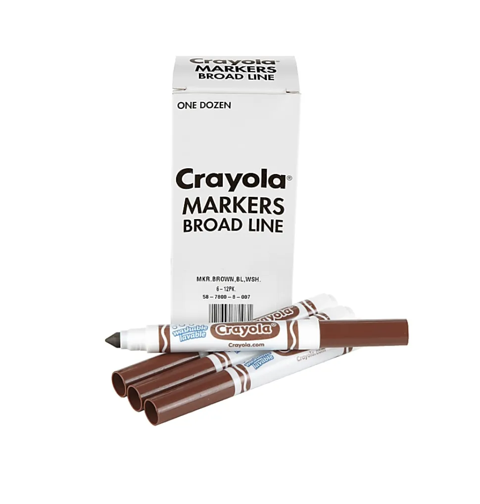 Crayola® Washable Broad Line Markers, Brown, Pack Of 12 Markers