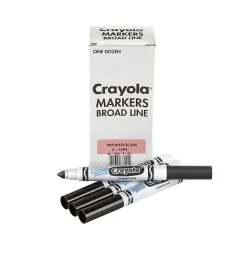 Crayola® Washable Broad Line Markers, White Barrel, Black Ink, Pack Of 12 Markers