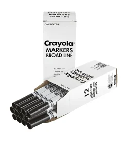 Crayola® Washable Broad Line Markers, White Barrel, Black Ink, Pack Of 12 Markers
