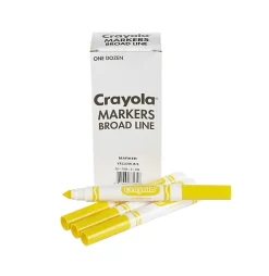 Crayola® Washable Broad Line Markers, Yellow, Pack Of 12 Markers