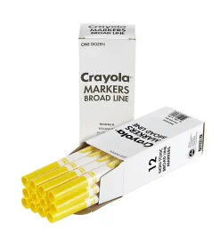 Crayola® Washable Broad Line Markers, Yellow, Pack Of 12 Markers