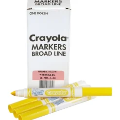 Crayola® Washable Broad Line Markers, Yellow, Pack Of 12 Markers