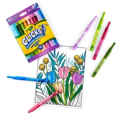 Crayola Washable CLICKS Retractable Markers, Conical Point, Bold/Bright Colors, Pack Of 10 Markers