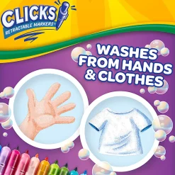 Crayola Washable CLICKS Retractable Markers, Conical Point, Bold/Bright Colors, Pack Of 10 Markers
