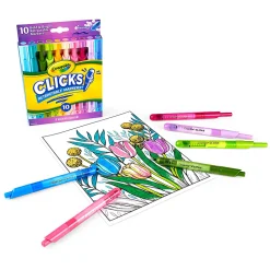 Crayola Washable CLICKS Retractable Markers, Conical Point, Bold/Bright Colors, Pack Of 10 Markers