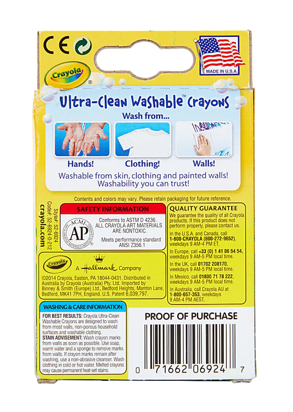 Crayola® Washable Crayons, Assorted Colors, Pack Of 24 Crayons
