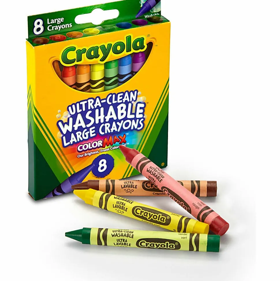 Crayola® Washable Crayons, Large, Assorted Colors, Box Of 8 Crayons