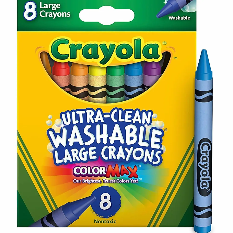 Crayola® Washable Crayons, Large, Assorted Colors, Box Of 8 Crayons