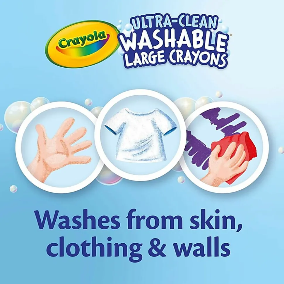 Crayola® Washable Crayons, Large, Assorted Colors, Box Of 8 Crayons