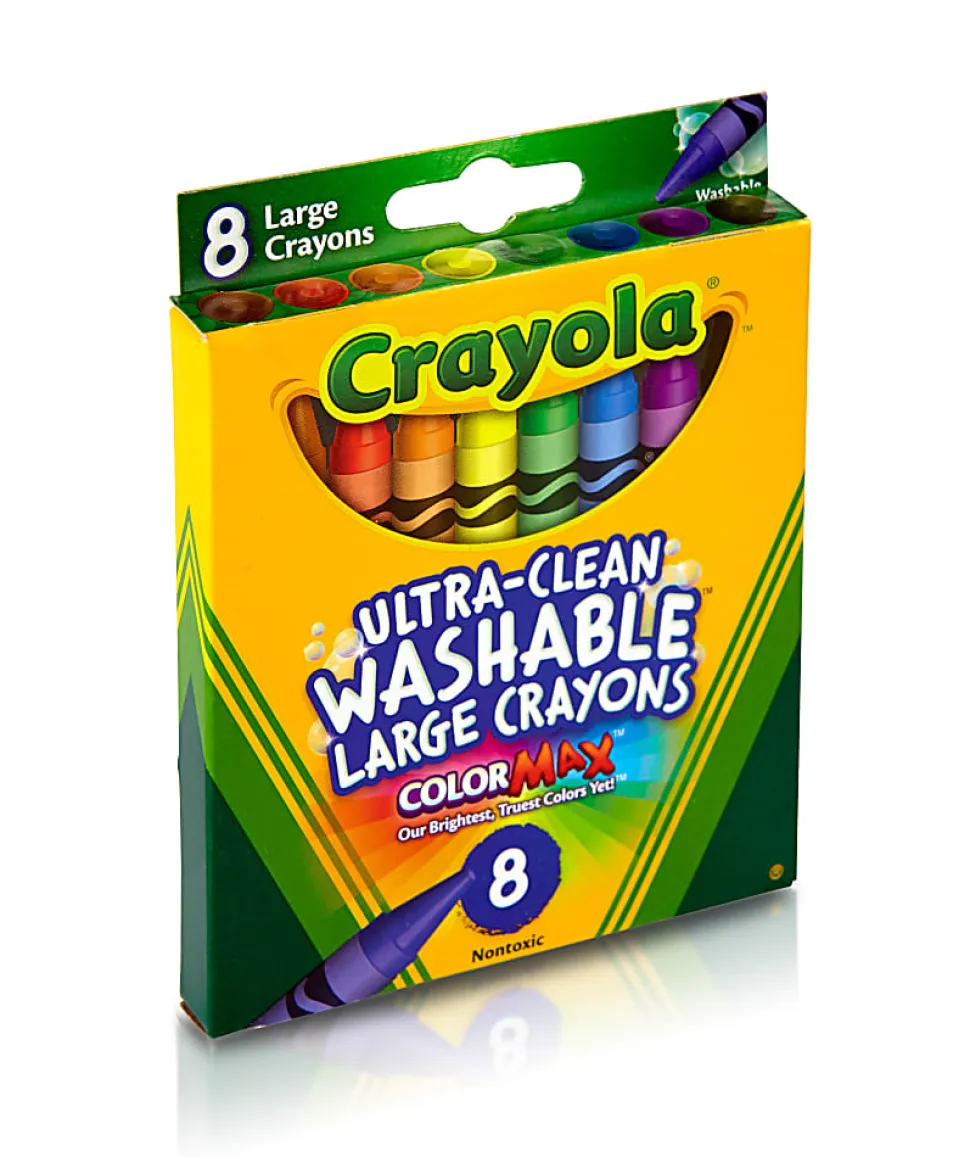 Crayola® Washable Crayons, Large, Assorted Colors, Box Of 8 Crayons