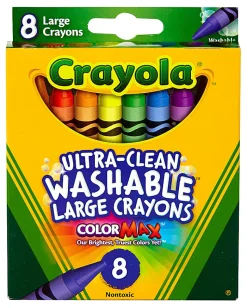 Crayola® Washable Crayons, Large, Assorted Colors, Box Of 8 Crayons