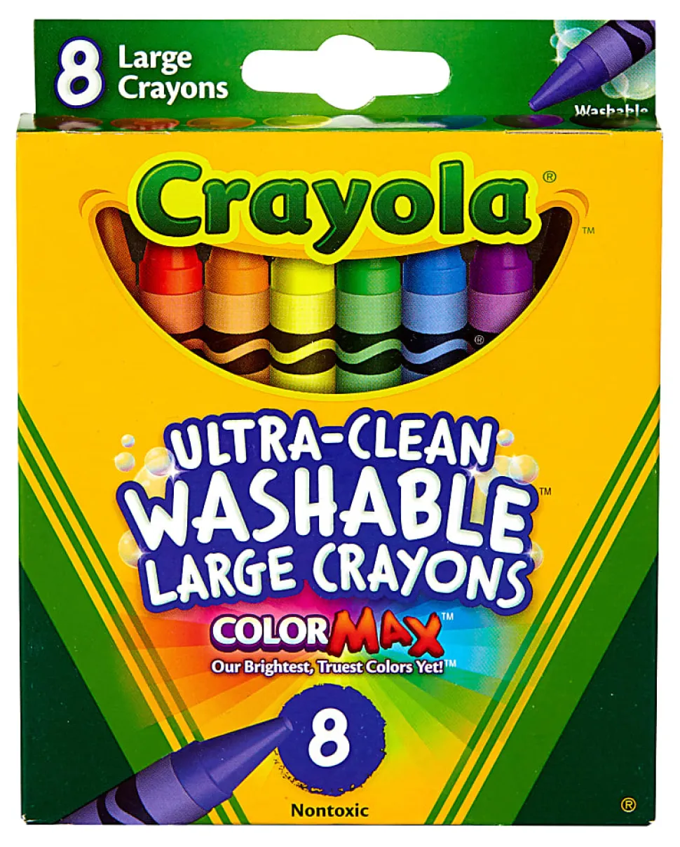 Crayola® Washable Crayons, Large, Assorted Colors, Box Of 8 Crayons