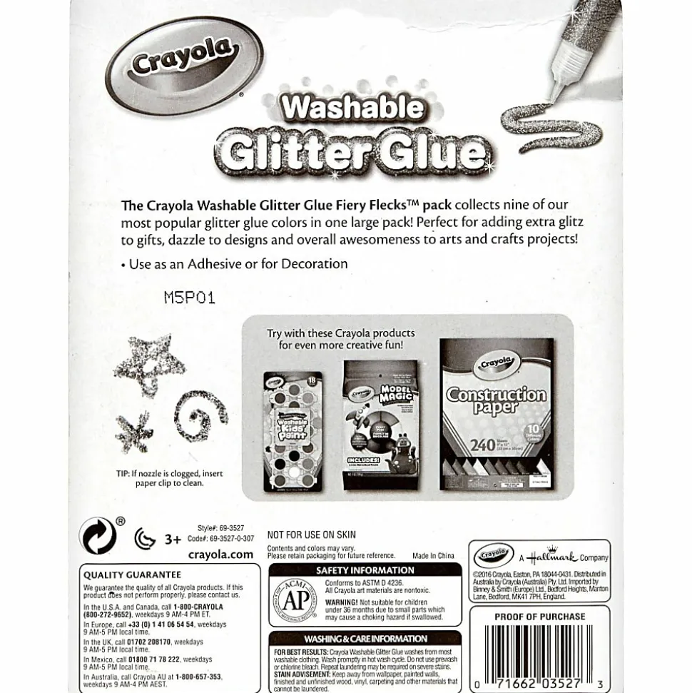 Crayola® Washable Glitter Glue Sticks, 0.35 Oz, Pack Of 9