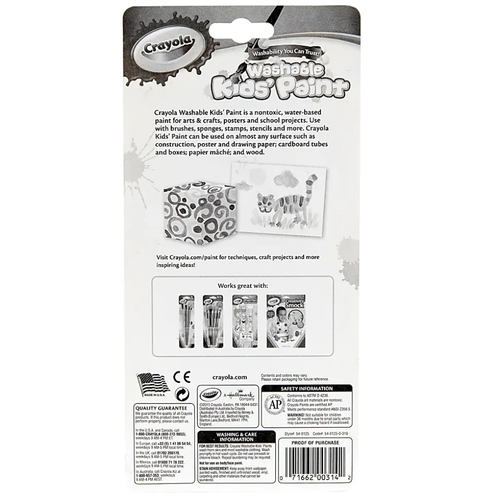 Crayola Washable Kids Paint Set & Paintbrush, 18 Count, 6 Sets