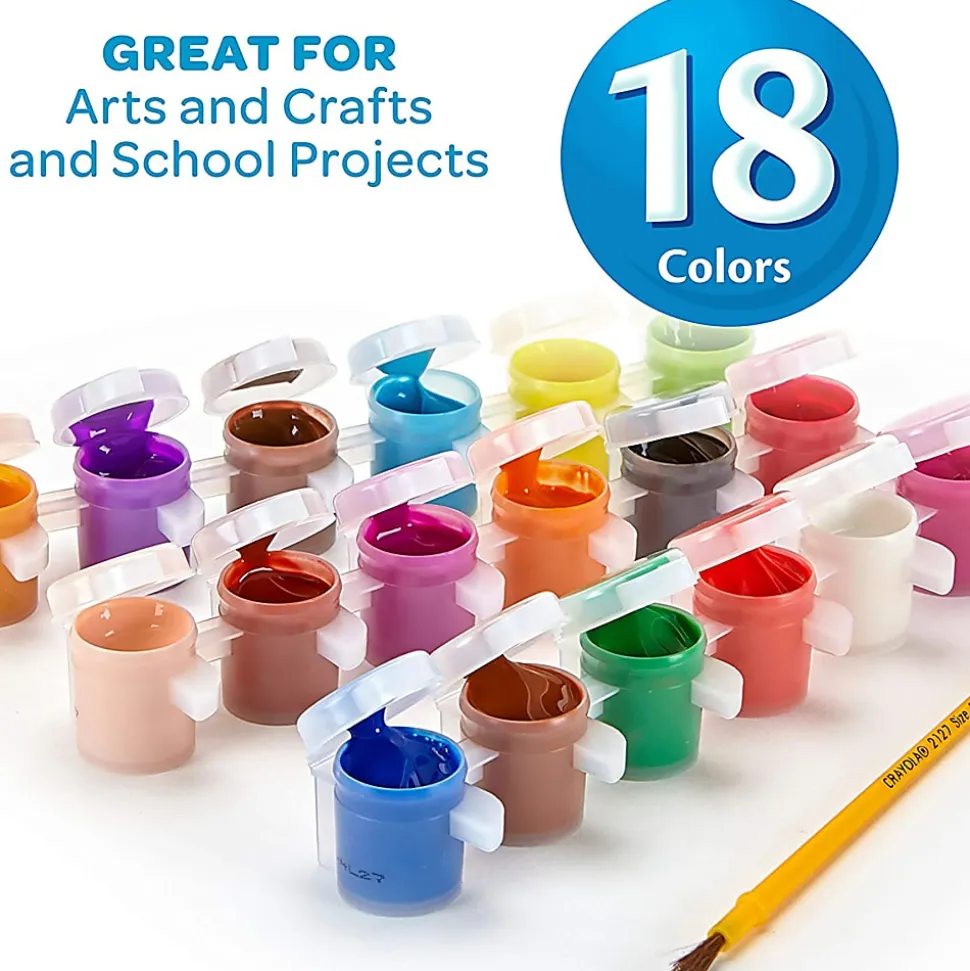 Crayola Washable Kids Paint Set & Paintbrush, 18 Count, 6 Sets