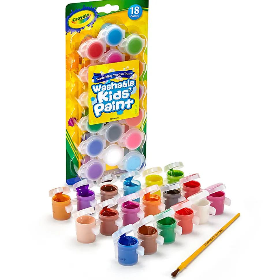 Crayola Washable Kids Paint Set & Paintbrush, 18 Count, 6 Sets