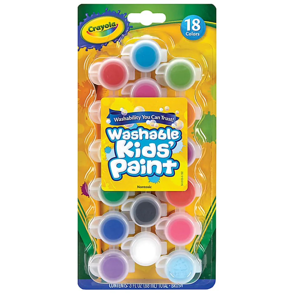 Crayola Washable Kids Paint Set & Paintbrush, 18 Count, 6 Sets
