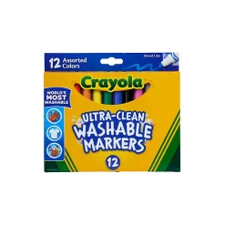Crayola® Washable Markers, Broad Line, Assorted Classic Colors, Box Of 12