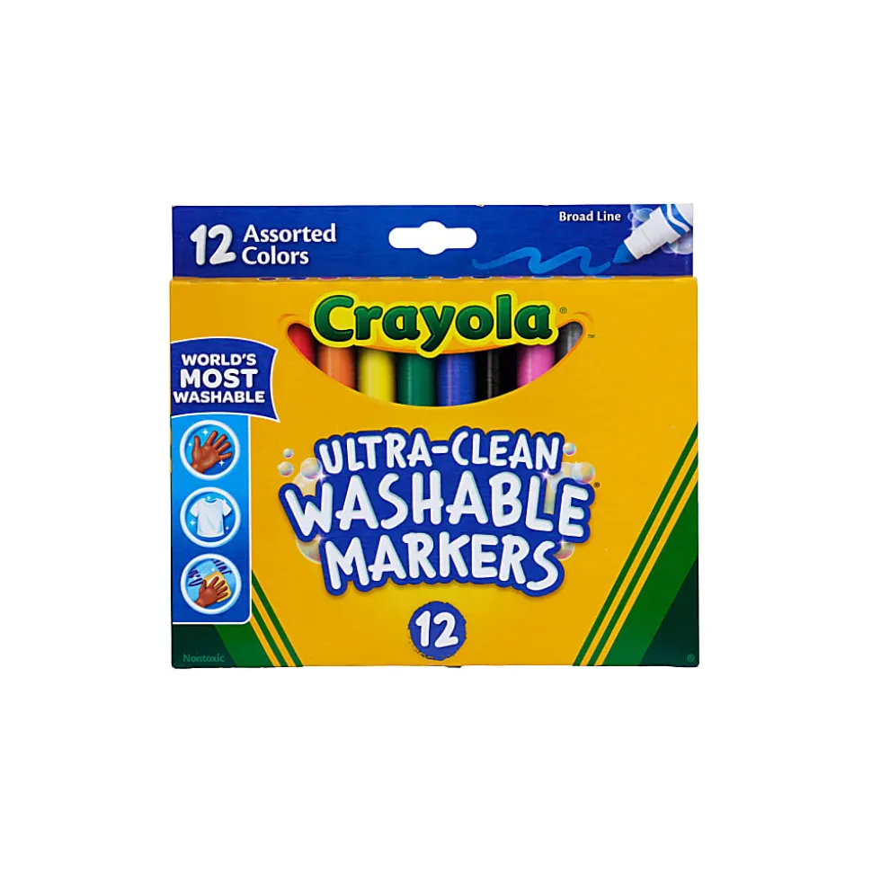Crayola® Washable Markers, Broad Line, Assorted Classic Colors, Box Of 12