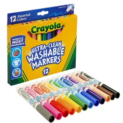 Crayola® Washable Markers, Broad Line, Assorted Classic Colors, Box Of 12