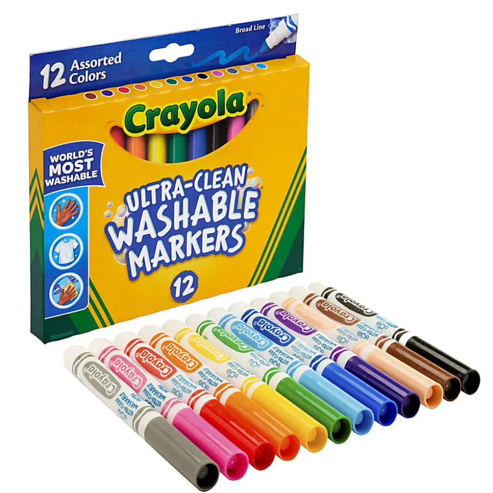 Crayola® Washable Markers, Broad Line, Assorted Classic Colors, Box Of 12