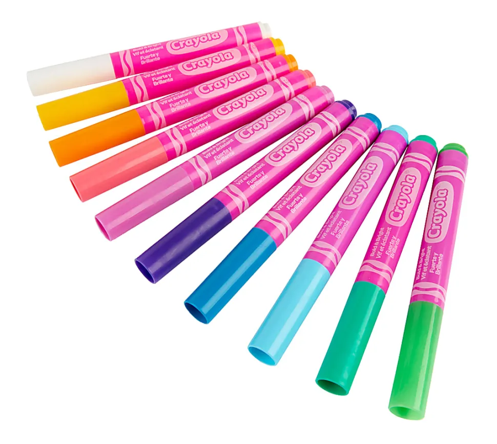 Crayola® Washable Markers, Pack Of 10 Markers, Broad Line, Bold & Bright Colors