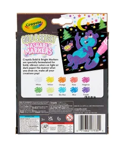 Crayola® Washable Markers, Pack Of 10 Markers, Broad Line, Bold & Bright Colors