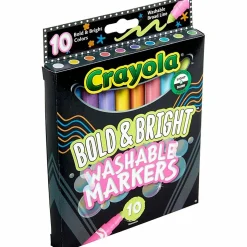 Crayola® Washable Markers, Pack Of 10 Markers, Broad Line, Bold & Bright Colors
