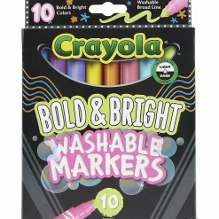 Crayola® Washable Markers, Pack Of 10 Markers, Broad Line, Bold & Bright Colors