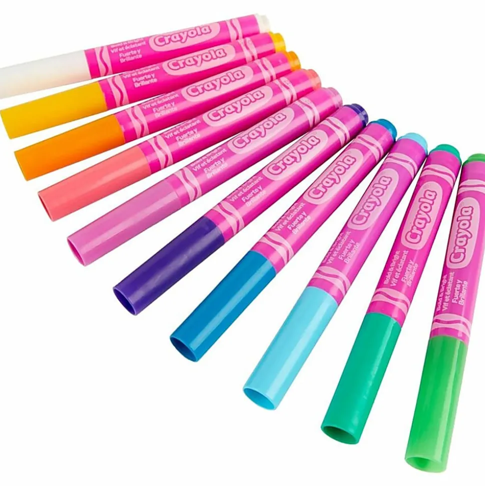 Crayola® Washable Markers, Pack Of 10 Markers, Broad Line, Bold & Bright Colors