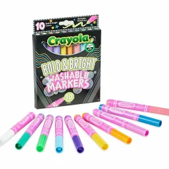 Crayola® Washable Markers, Pack Of 10 Markers, Broad Line, Bold & Bright Colors