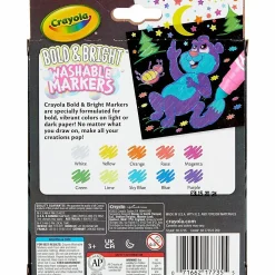 Crayola® Washable Markers, Pack Of 10 Markers, Broad Line, Bold & Bright Colors