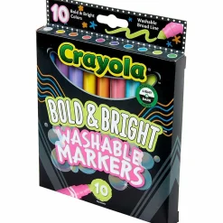 Crayola® Washable Markers, Pack Of 10 Markers, Broad Line, Bold & Bright Colors