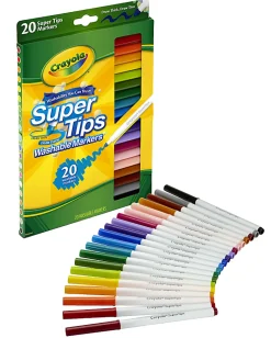 Crayola® Washable Markers, Super Tip, Assorted Colors, Box Of 20