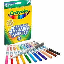 Crayola® Washable Markers, Thin Line, Assorted Classic Colors, Box Of 12