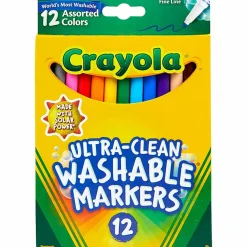 Crayola® Washable Markers, Thin Line, Assorted Classic Colors, Box Of 12
