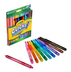 Crayola® Washable Markers With Retractable Tips, Conical Tip, Assorted Colors, Pack of 10 Markers