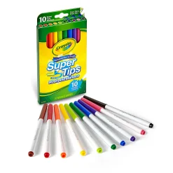 Crayola Washable Super Tips Markers, Conical, Assorted Colors, Pack Of 10 Markers, Set Of 12 Packs