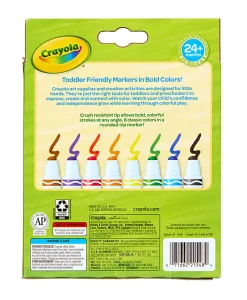 Crayola Washable Toddler Markers (8ct), Crush Resistant Markers, Toddler Art Supplies for Preschool, Gift for Toddlers, Ages 2+